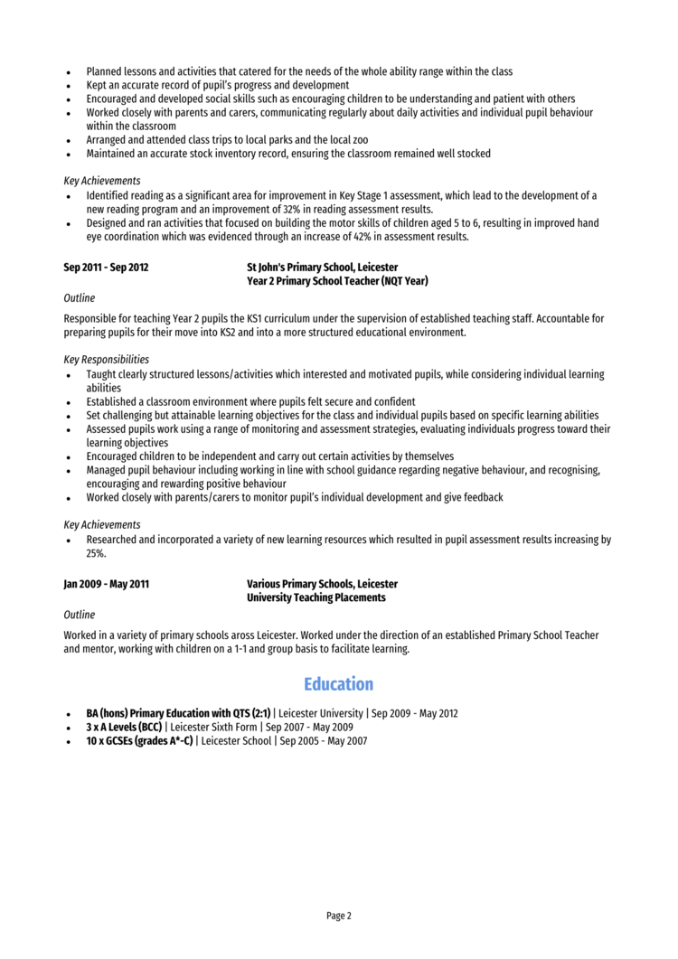 primary teacher personal statement job application