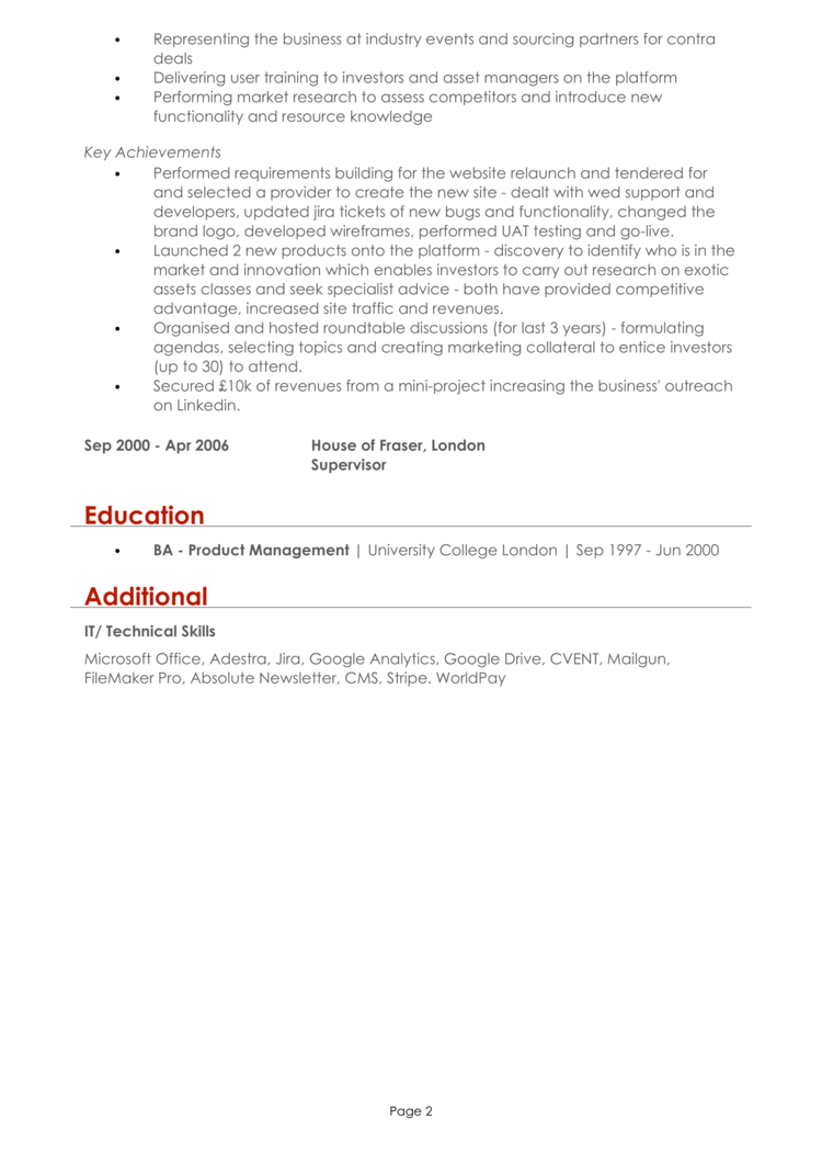 Product Manager CV-2