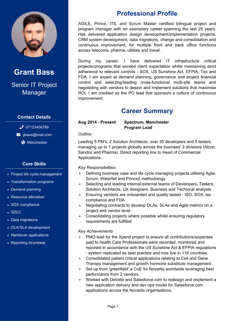 Project Manager CV-1