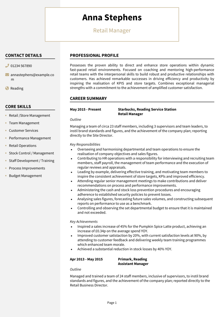 Retail Manager CV-1