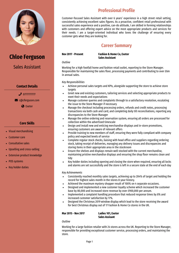 Retail Sales Assistant Cv Example Writing Guide And C Vrogue Co   Sales Assistant CV 1 