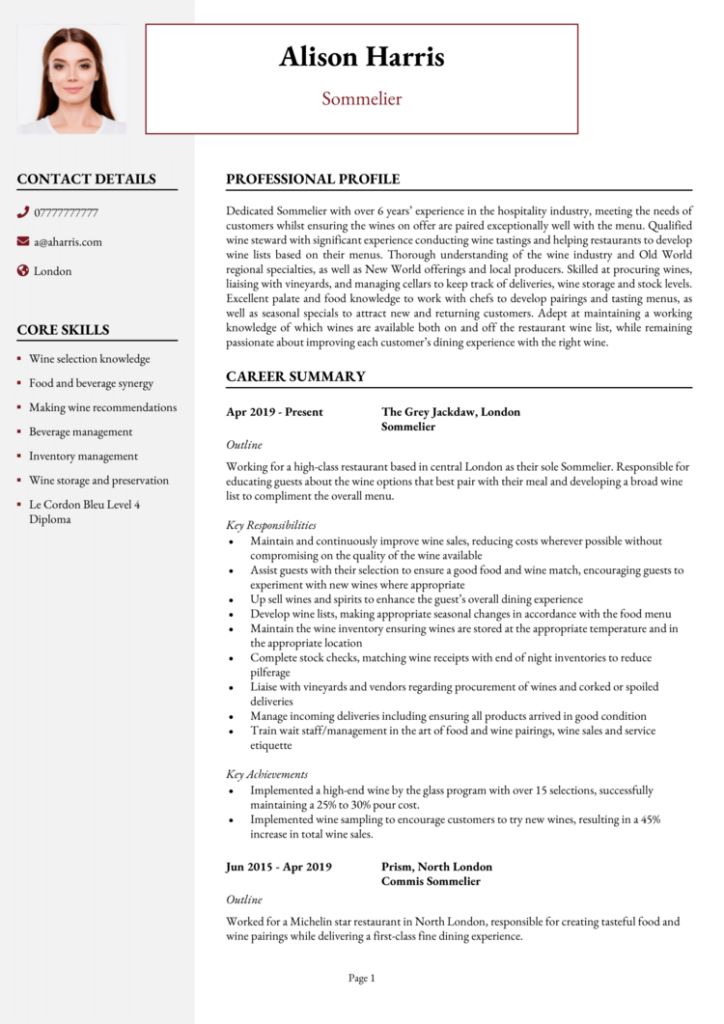7 Hospitality CV Examples Guide Land A Top Job Quickly