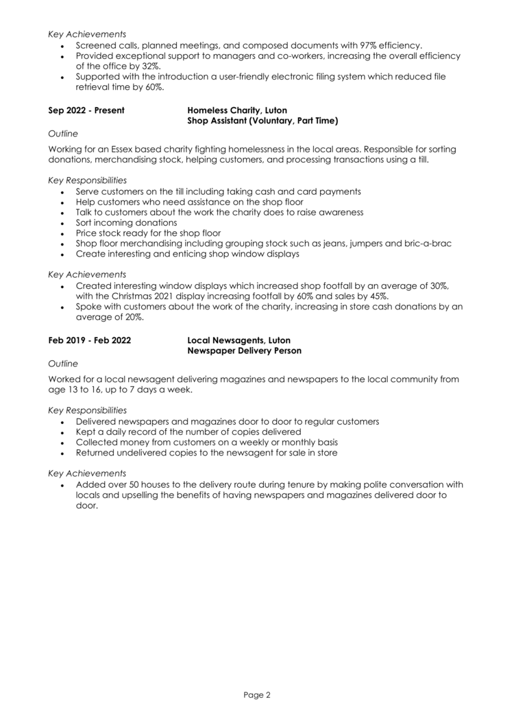 University Applicant CV 2-2