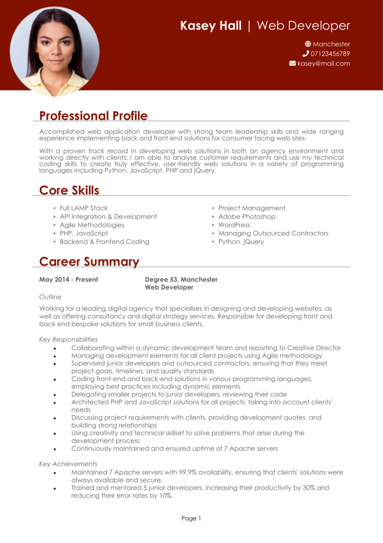 Web Developer CV-1