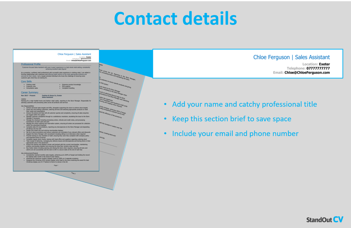 CV Contact details