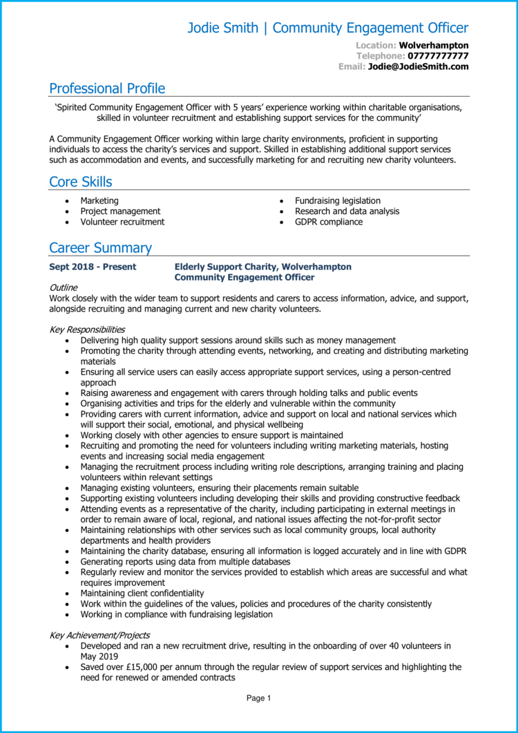 Community Engagement Officer CV 1