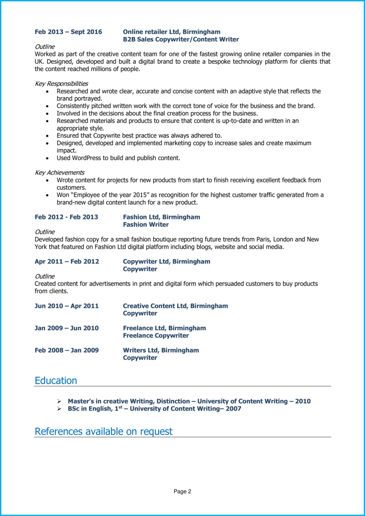 Content Writer CV 2