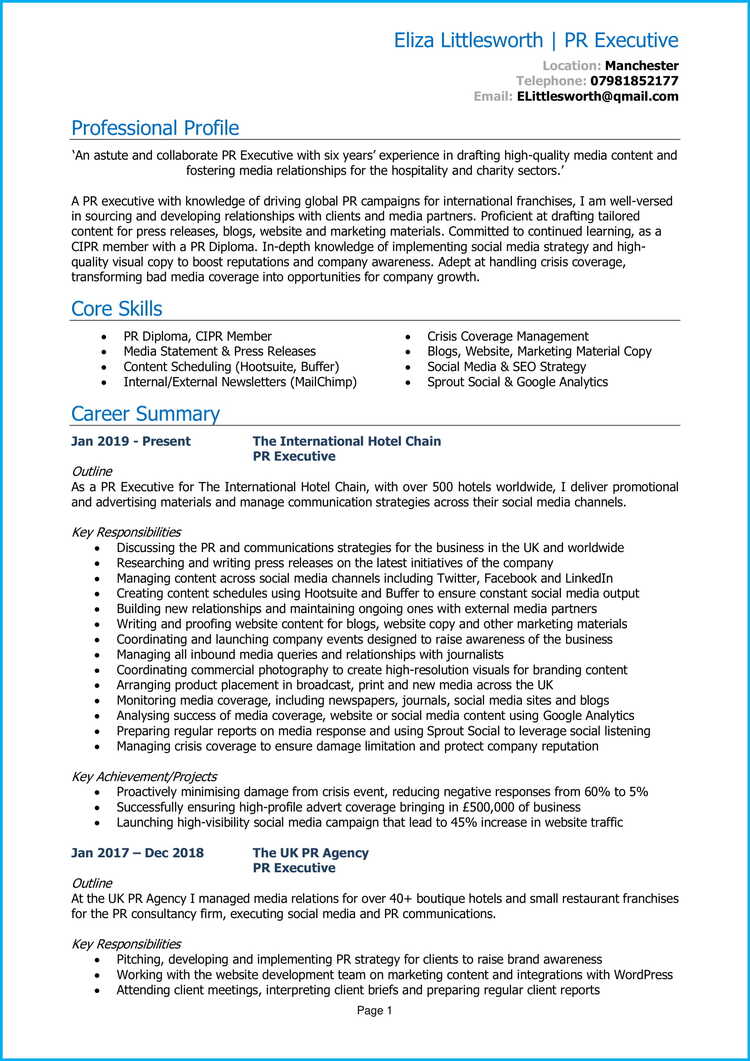 PR Executive CV 1