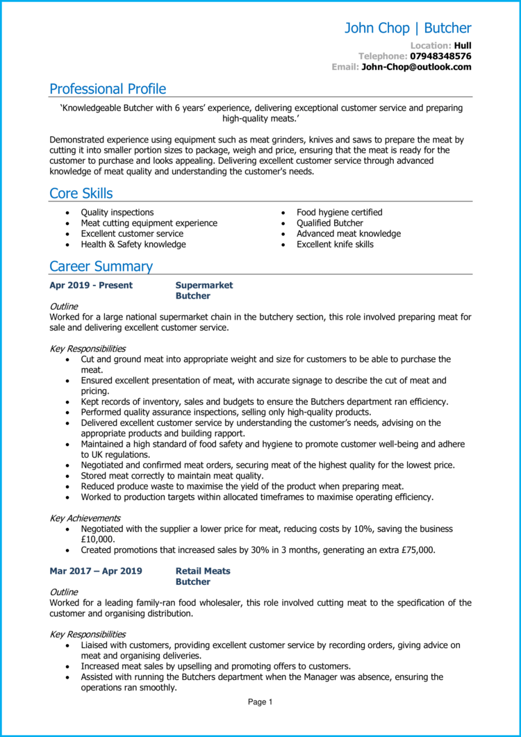 Meat Cutter Job Description Sample Template