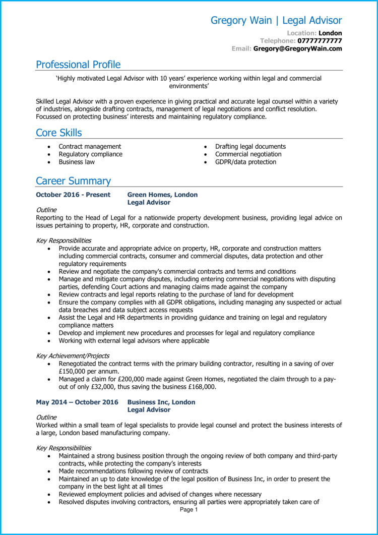 Legal Advisor CV 1