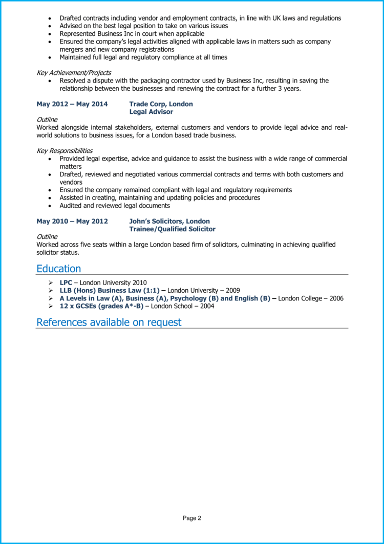 Legal Advisor CV 2