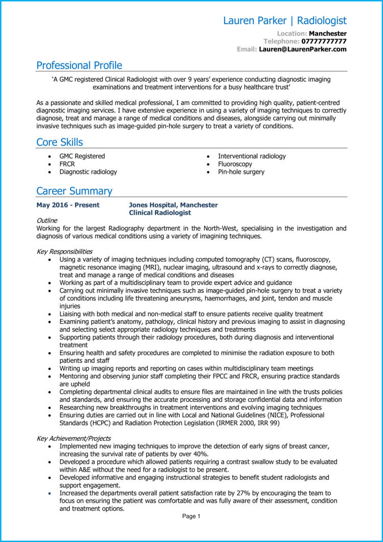 Radiologist CV 1