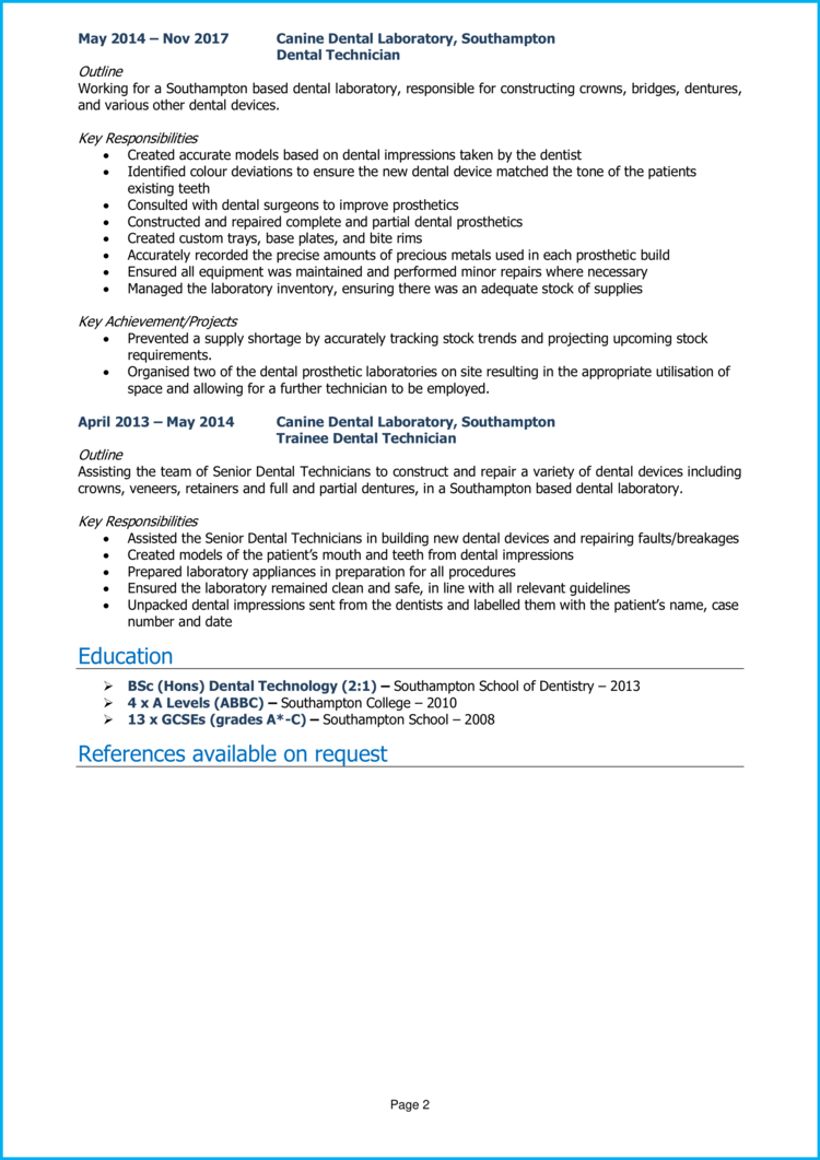 dental technician personal statement