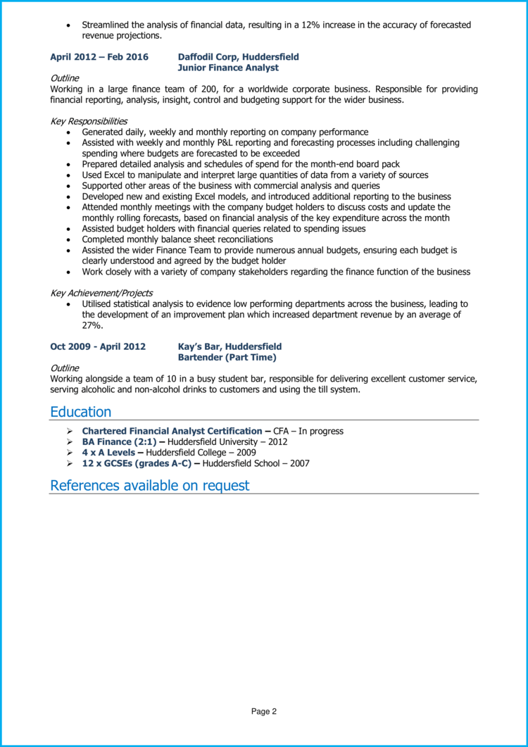 Finance Business Analyst CV-2