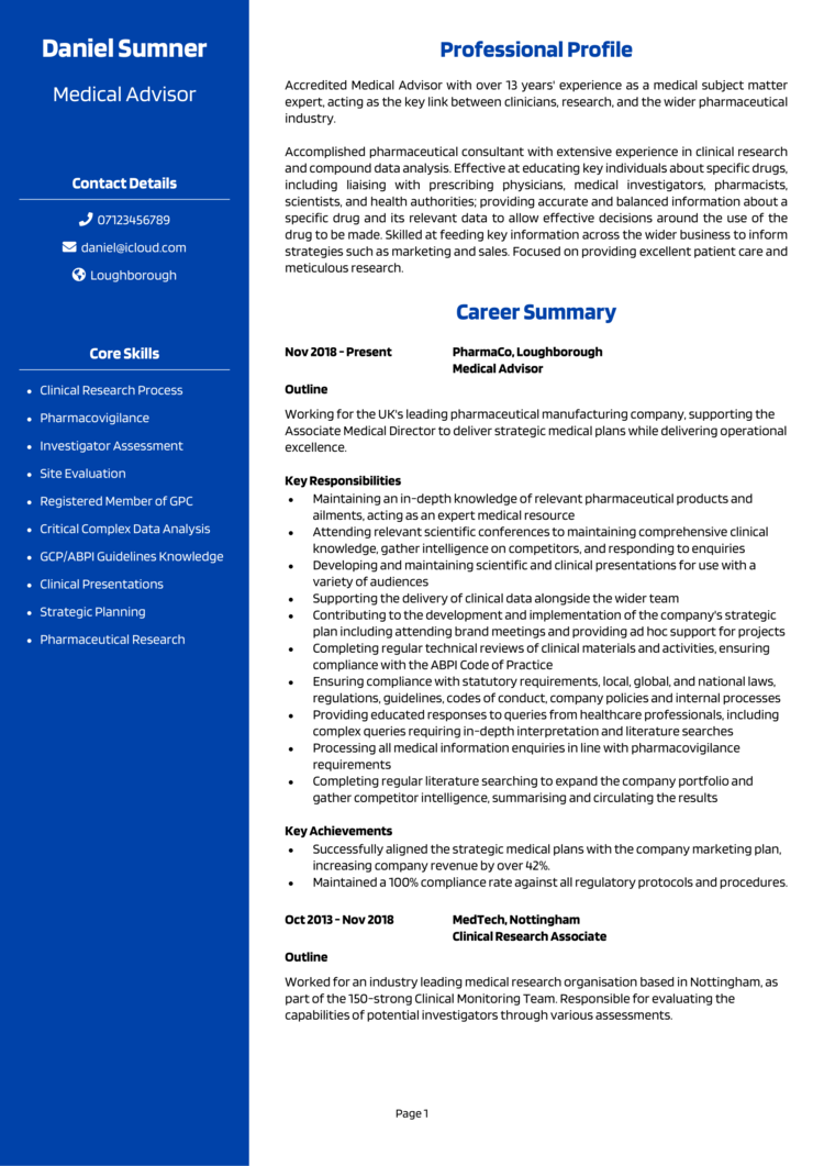 Medical Cv Template 10 Cv Examples Land The Best Jobs 1269