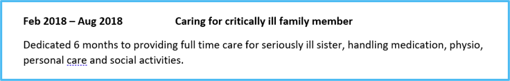 caring for family career gap