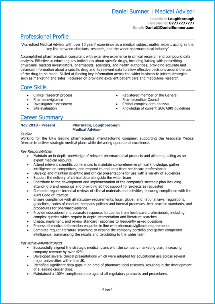 Medical Advisor CV 1