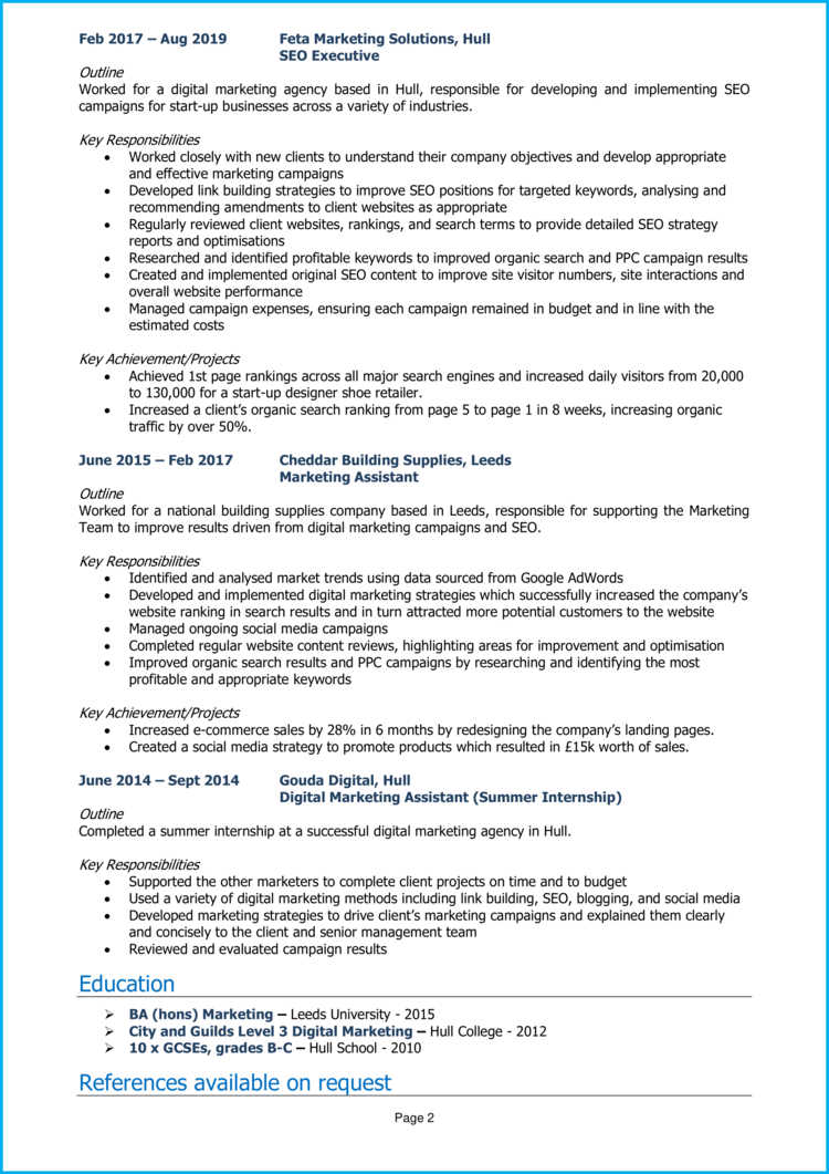 SEO Executive CV 2