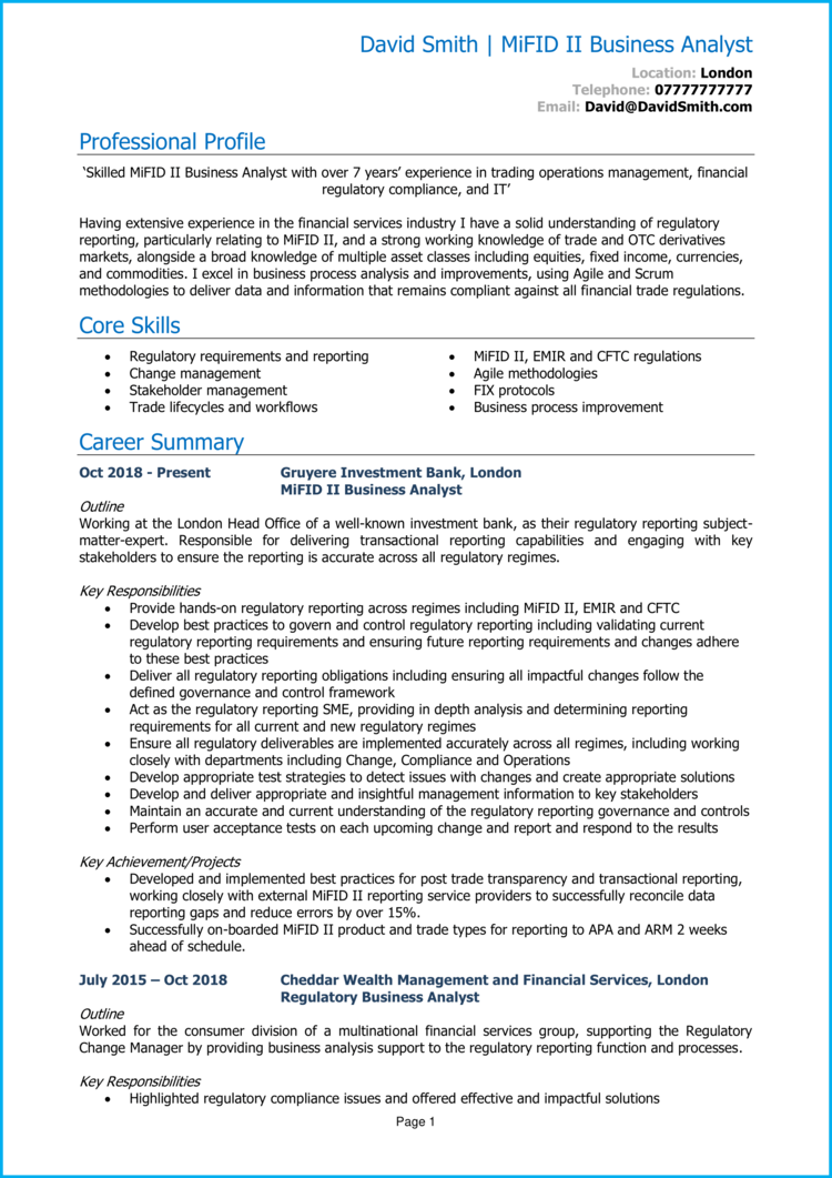 MiFID Business Analyst CV-1