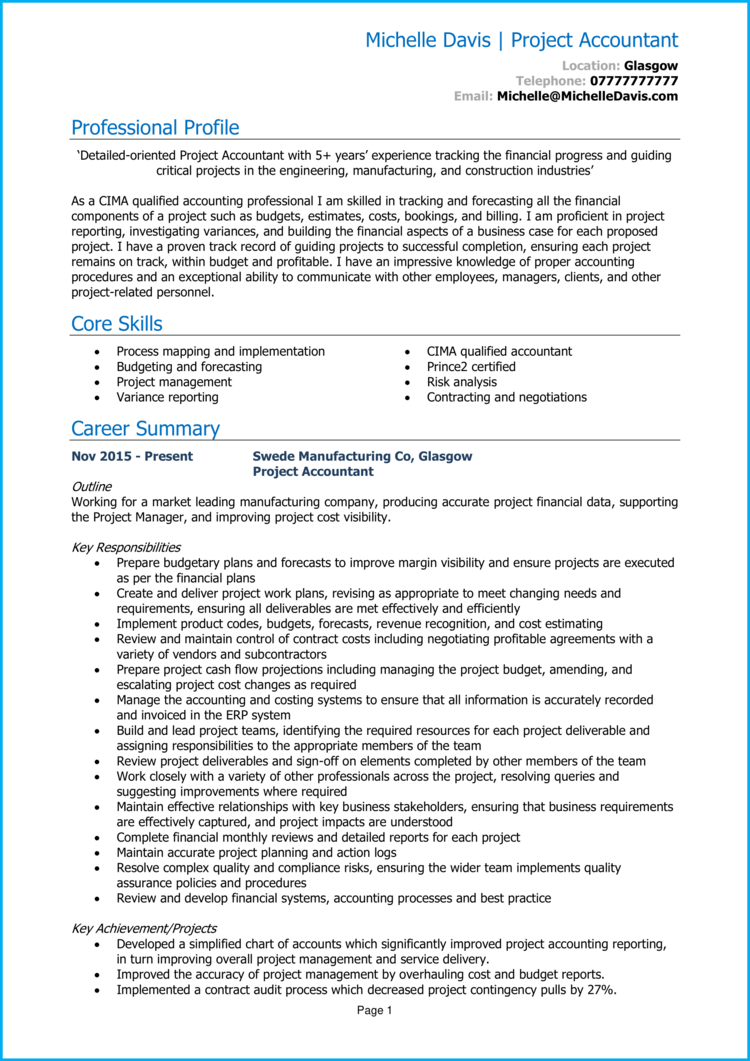 Project Accountant CV 1