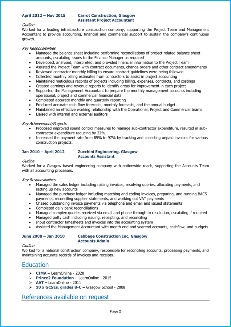 Project Accountant CV 2