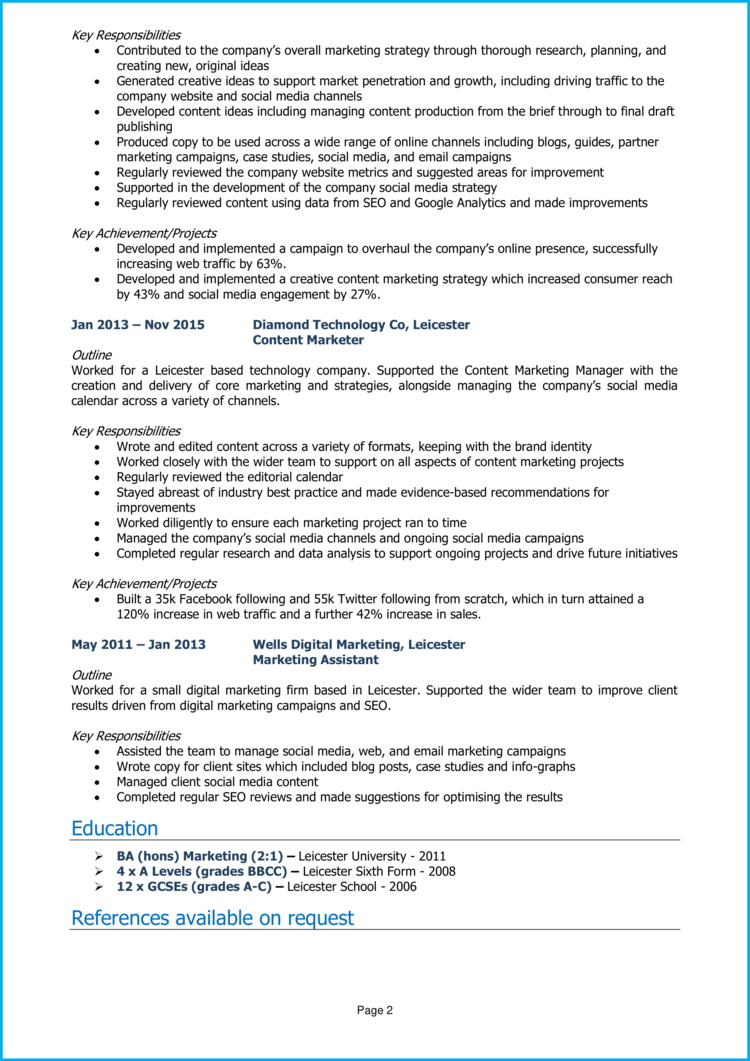 Content Marketing Manager CV-2