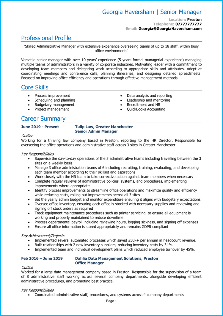 Senior Manager CV 1