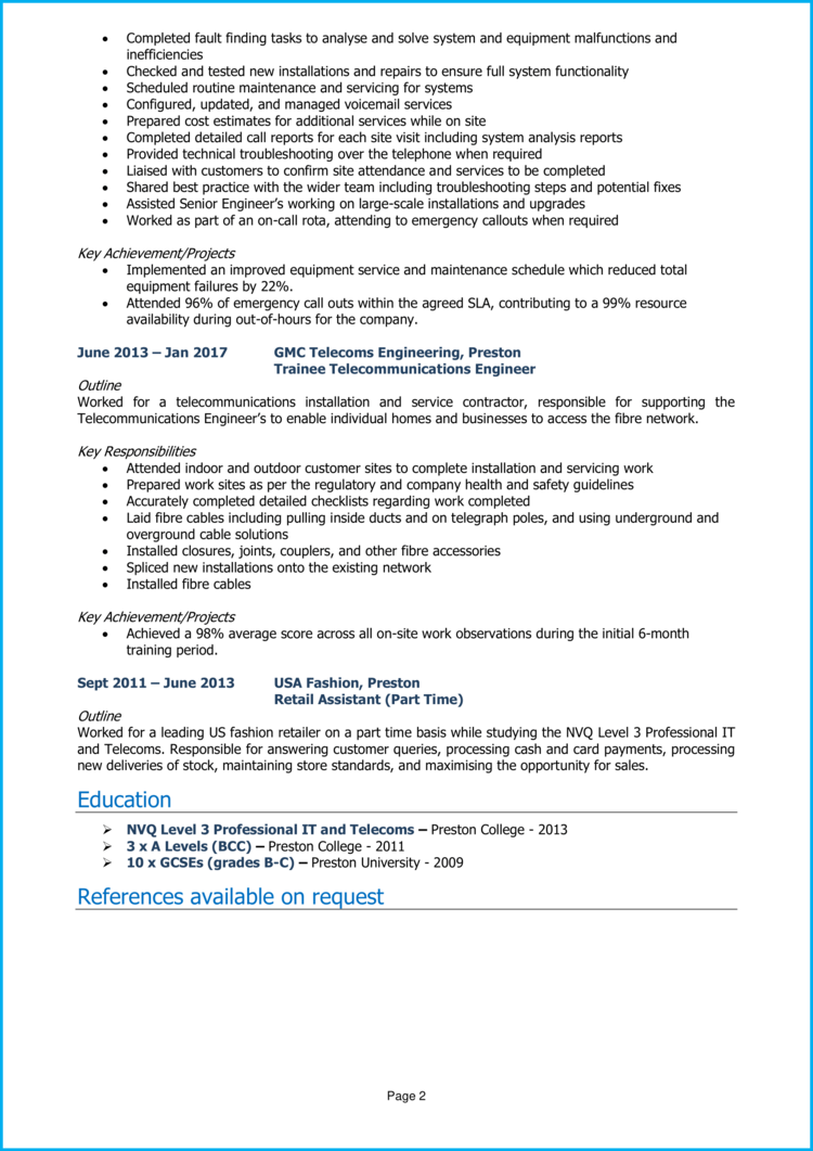 Telecom Engineer CV 2