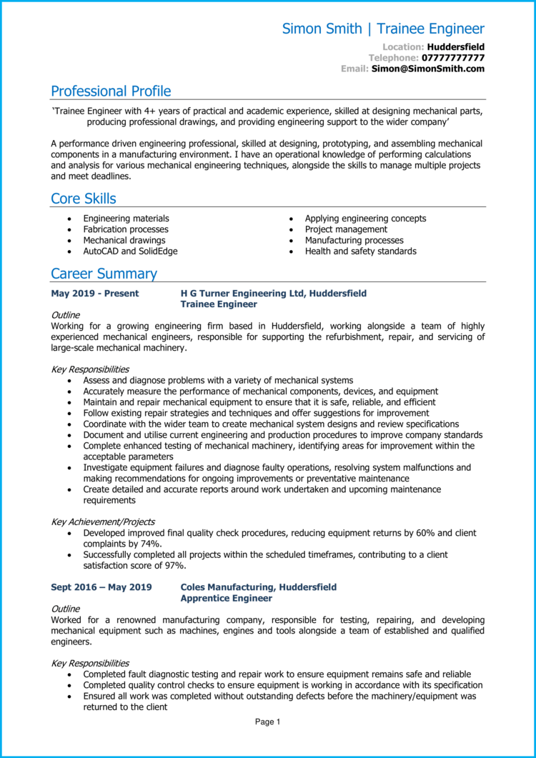 Trainee Engineer CV 1