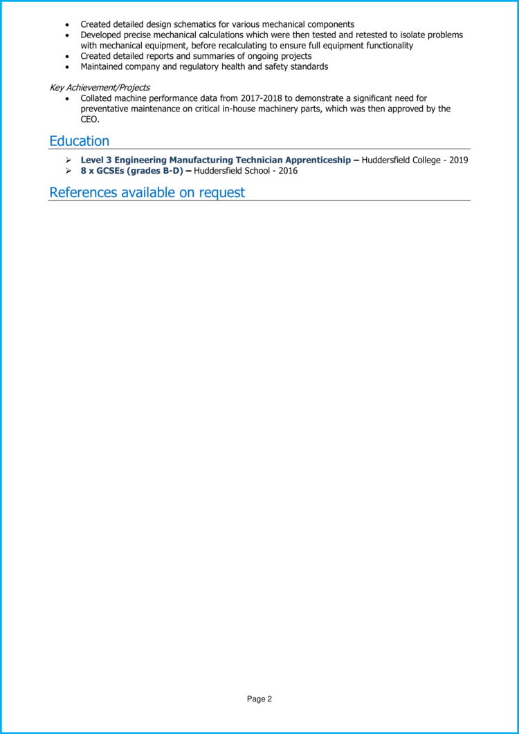 Trainee Engineer CV 2