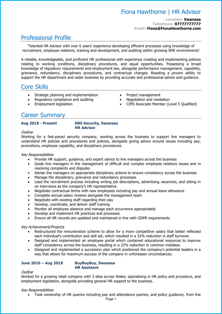 HR Advisor CV 1