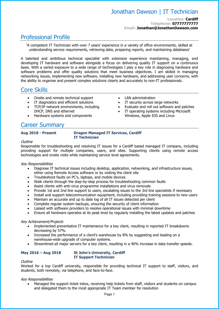 IT Technician CV 1