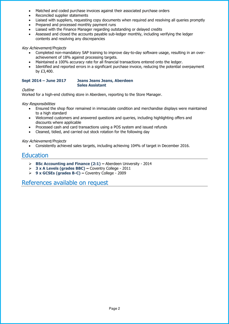 Purchase Ledger Clerk CV 2