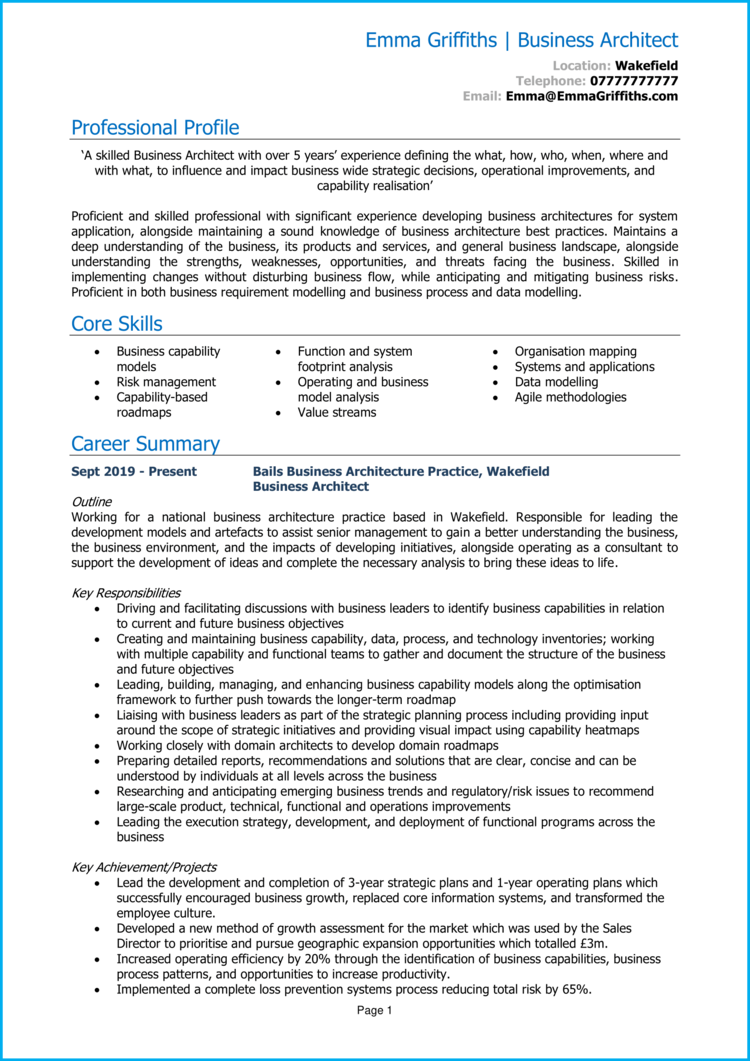 Business Architect CV 1