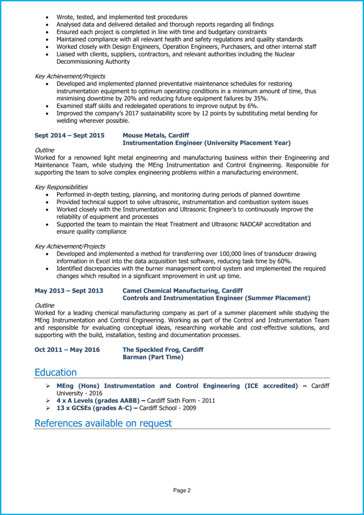 Ingénieur Instrumentation CV 2