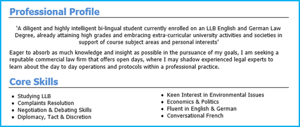 Describe Student CV Profile 