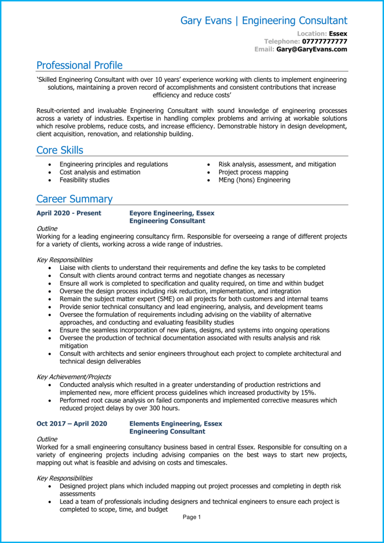 Engineering Consultant CV 1