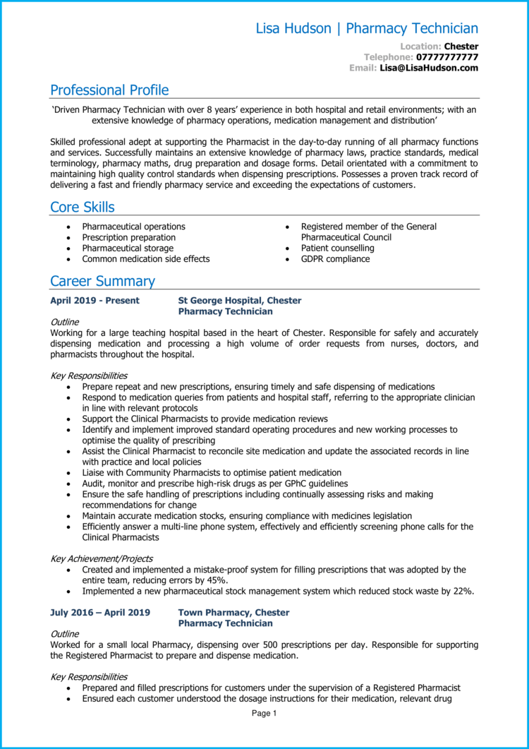  Pharmacy Technician Personal Statement Pharmacy Personal Statement 
