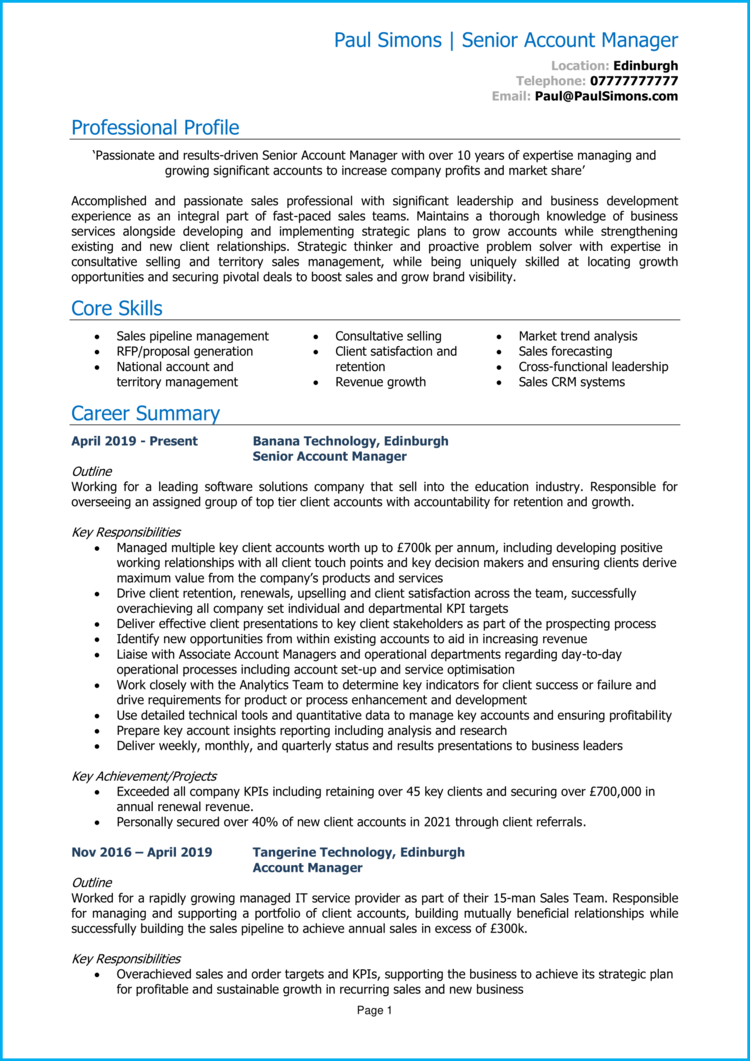 Senior Account Manager CV 1