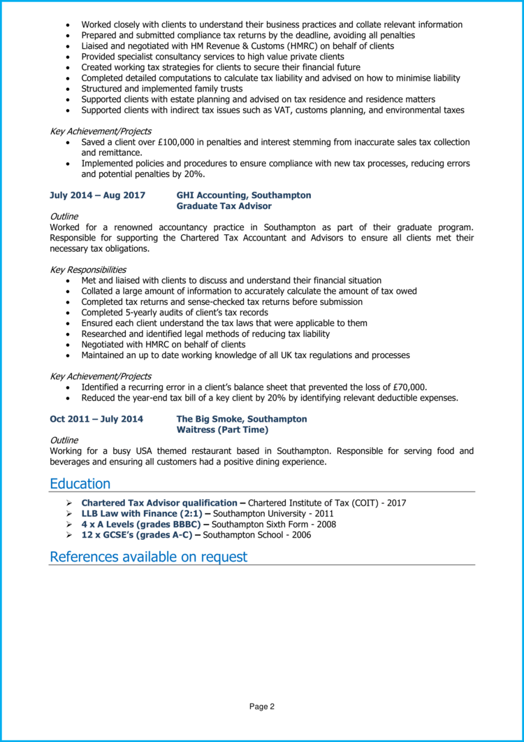 Tax Accountant CV 2