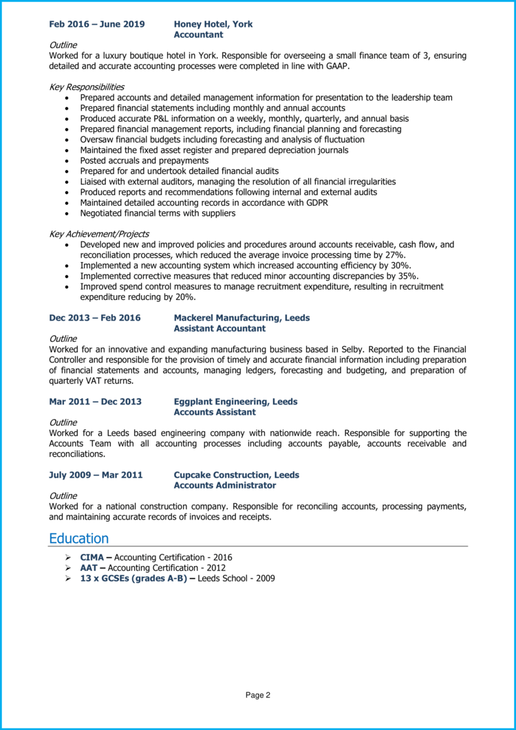 Senior Accountant CV 2