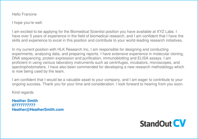 cover letter for biomedical internship