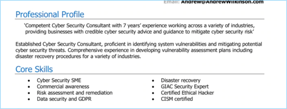 CV profile