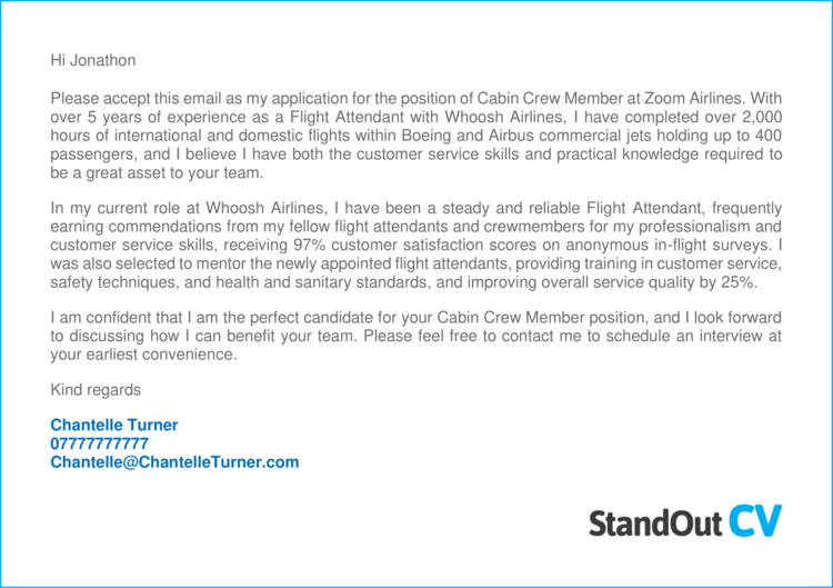 cover letter for airline cabin crew