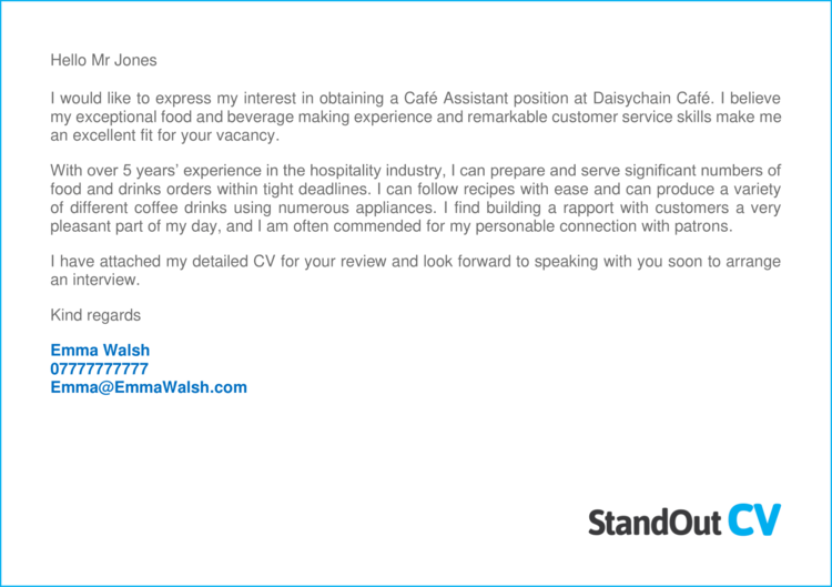 Cafe Worker cover letter 3