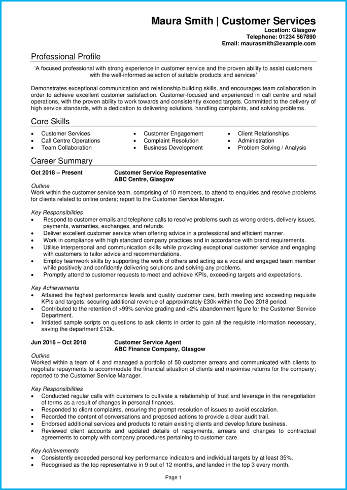 Assistante clientèle CV 1