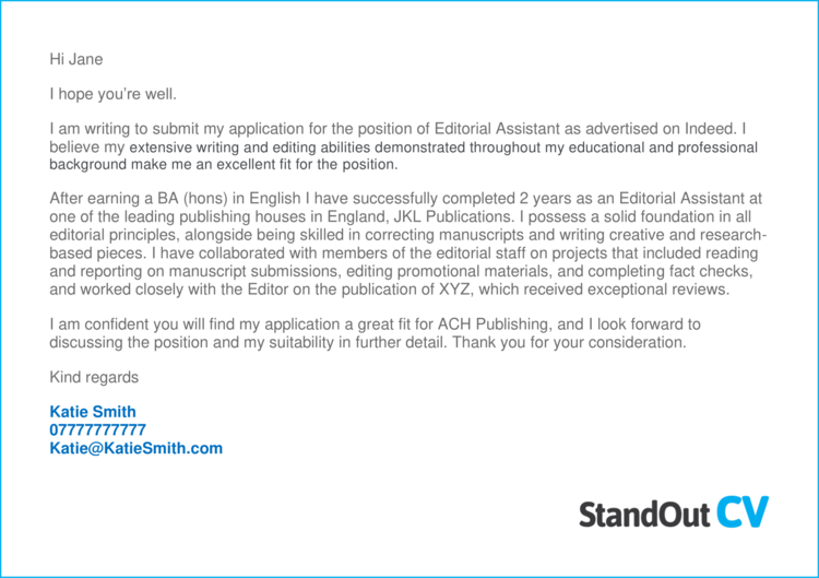 Editorial Assistant cover letter 3