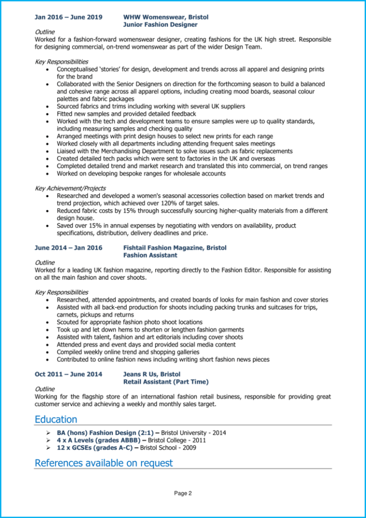 4 Fashion CV examples + guide [Win those jobs]