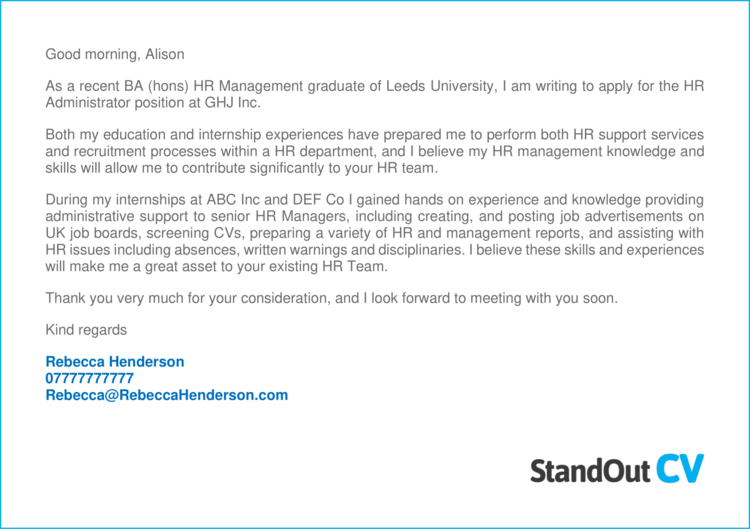 hr administrator cover letter uk