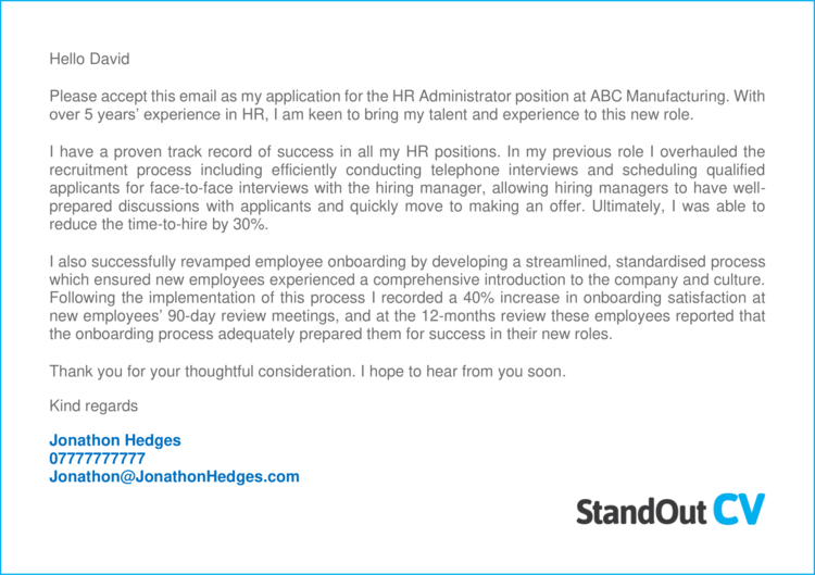 HR Administrator cover letter 2